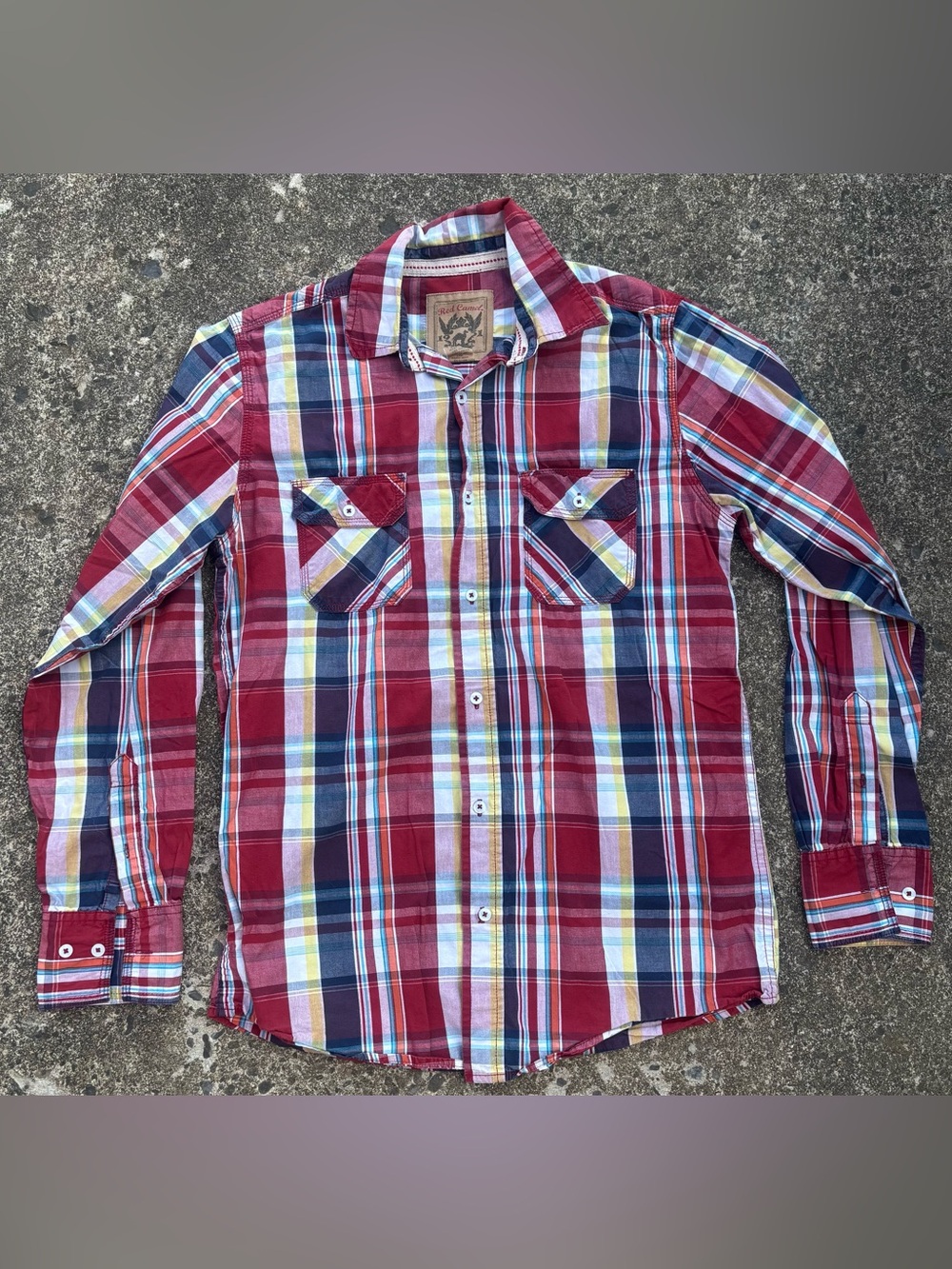 Red Camel Red Plaid Long-Sleeve Button-Down Shirt